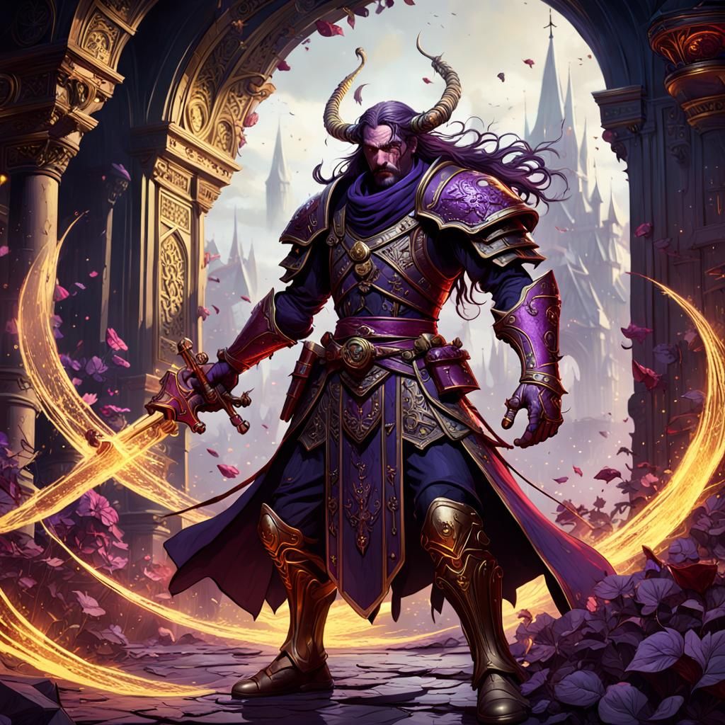 Dark Fantasy Battle Scene in Art Nouveau Style