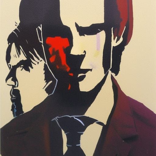 Haunted Blonde Waiter in Precisionist Style