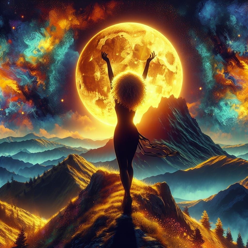 Victorious Woman Silhouette on Mountain Peak