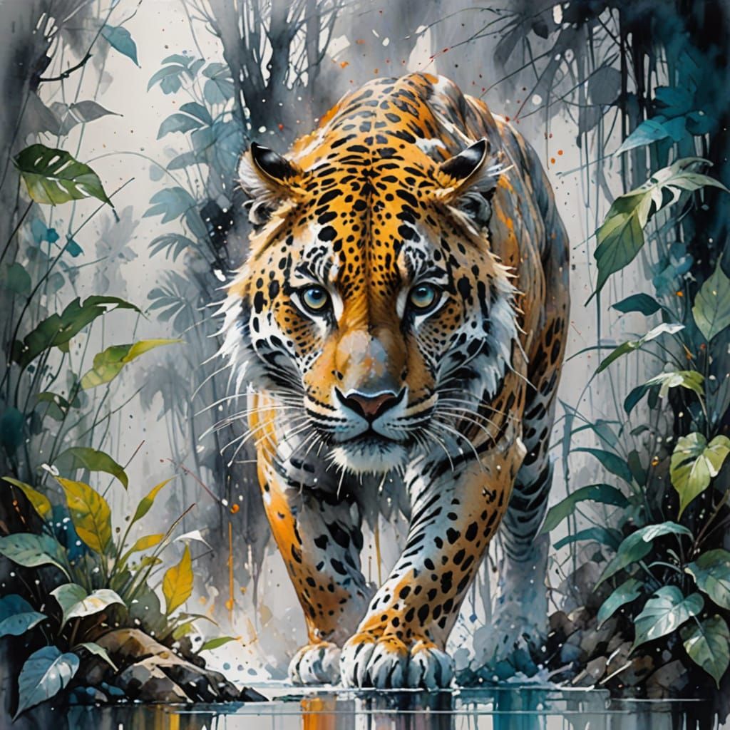 Moonlit Jaguar in Mystical Jungle