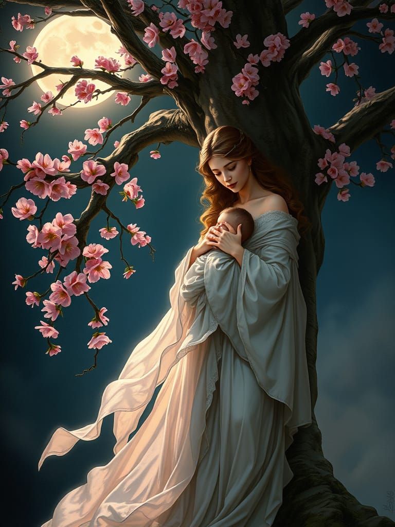 Ethereal Goddess of the Cherry Blossom Tree