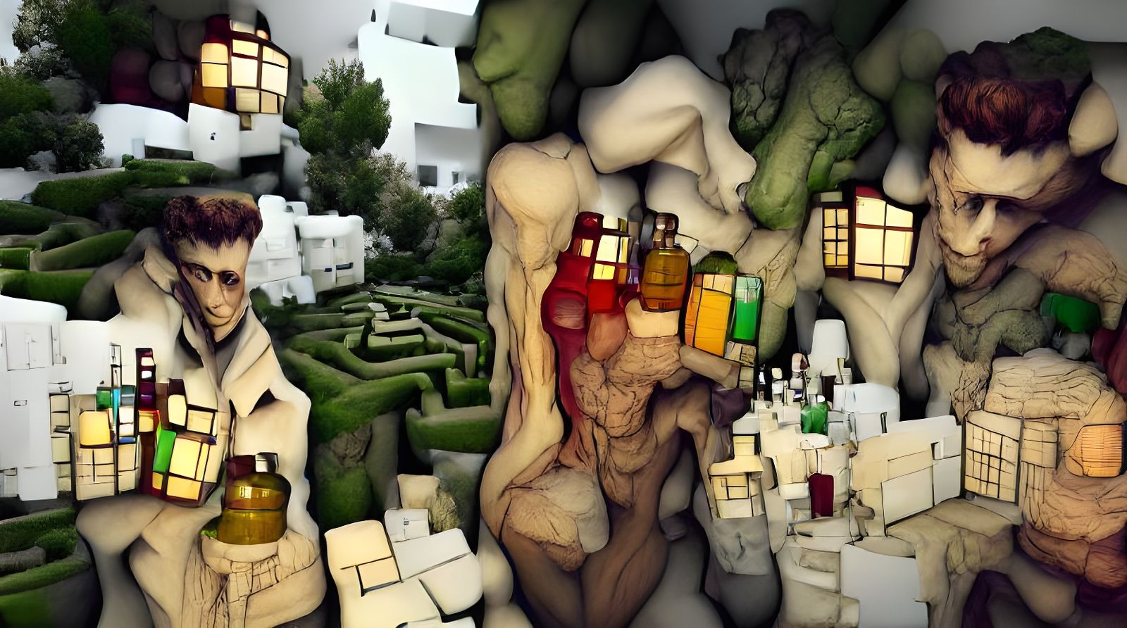 Alchemist and Anthropologist in Maze, Mixed Media
