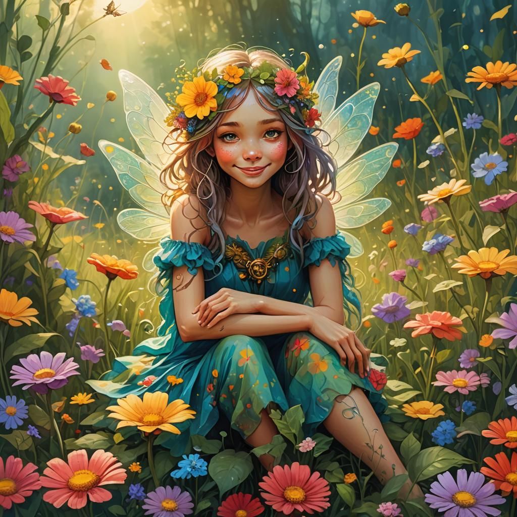Cute Fairy in Whimsical Fantasy Illustration