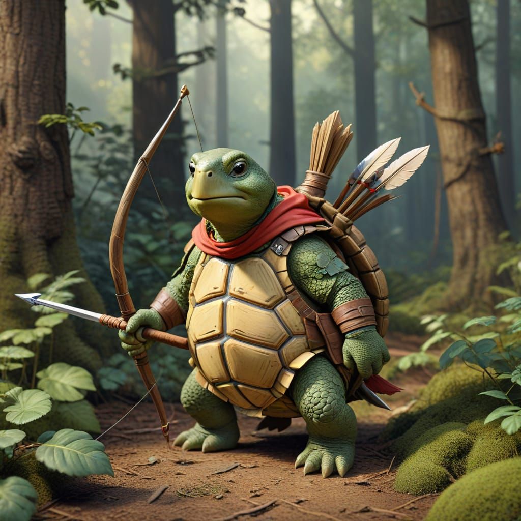 Robin Hood Tortoise in Carl Barks Cartoon Style