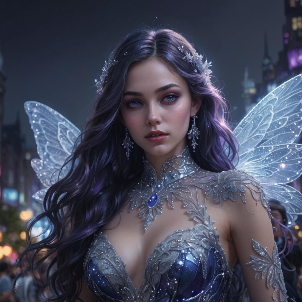 Fairy in Cityscape: Hyperrealistic Digital Art