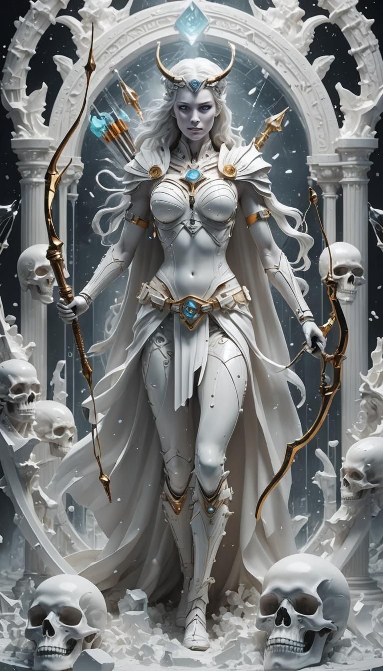 Futuristic Goddess Blacksmith with Hammer of Fire