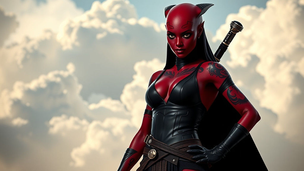Darth Talon: Red Twi'lek Sith Warrior in Combat Pose