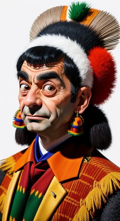 Ethereal Mr. Bean as a Kachina Figure