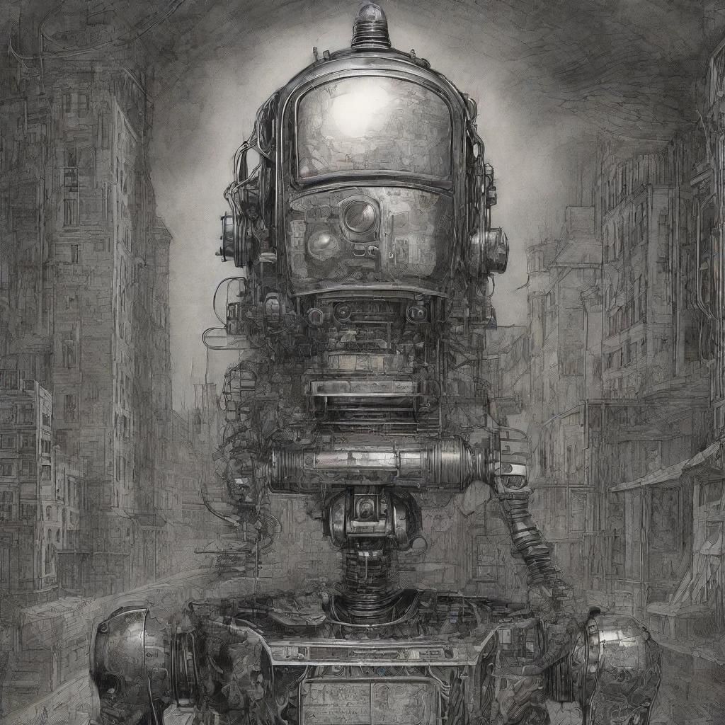 Robot Horror in Steampunk Art Nouveau Style