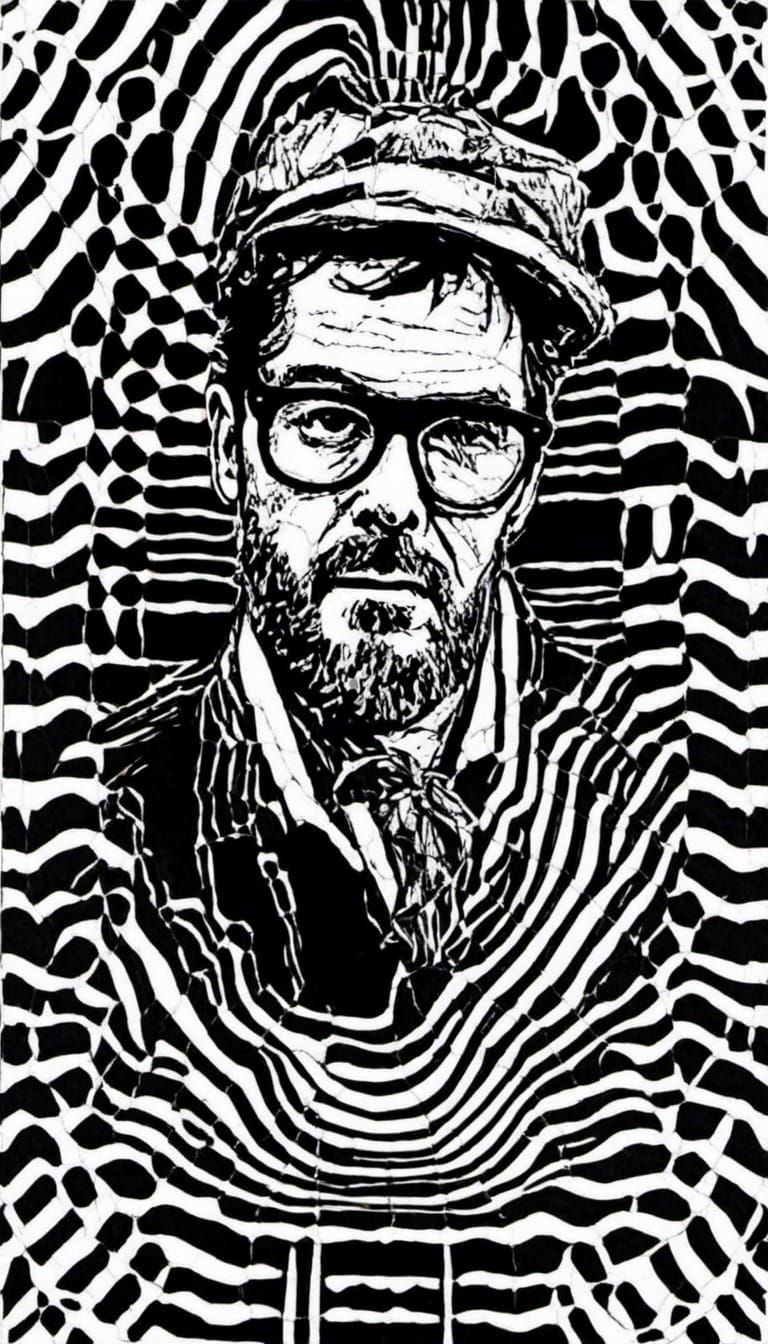 Art Nouveau Portrait in Black and White