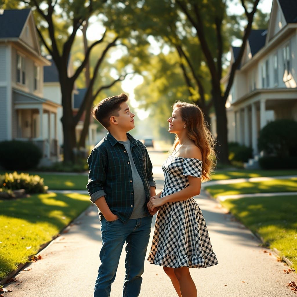 Youthful Love in Idyllic Suburbia, Inspired by Norman Rockwe...