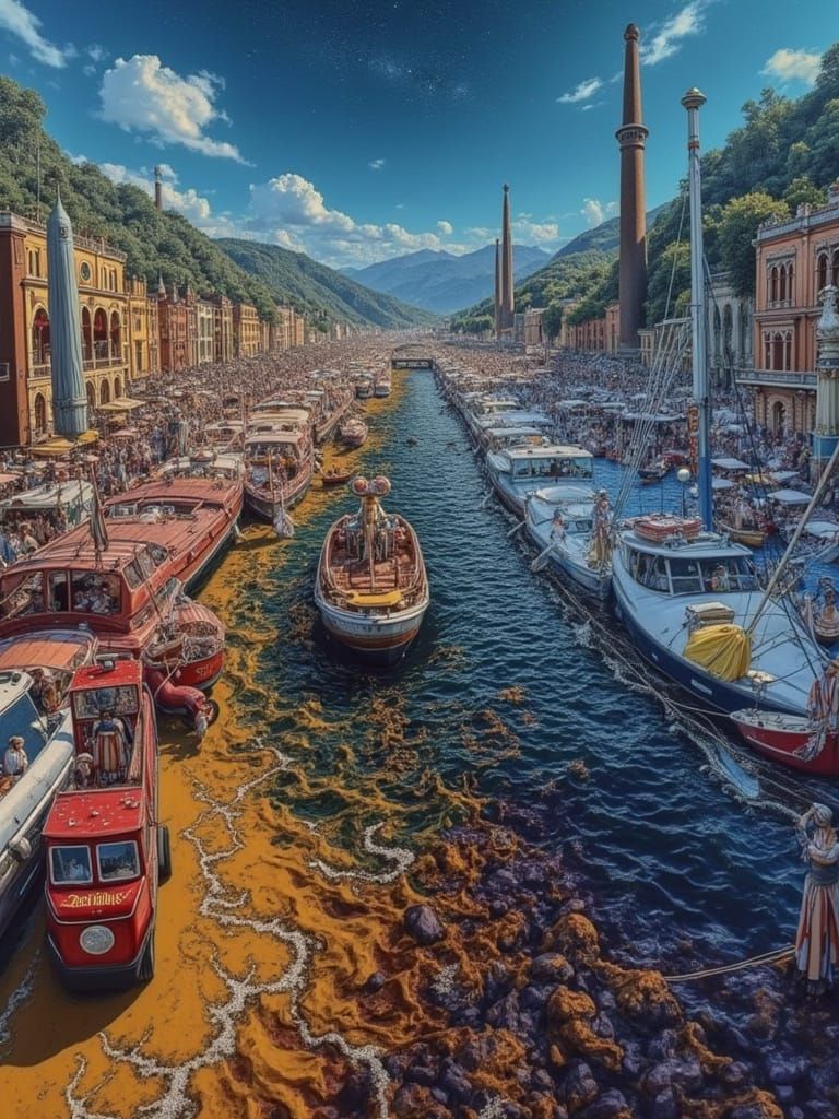 Hyperrealistic Stripe Landscape in Cinematic Style