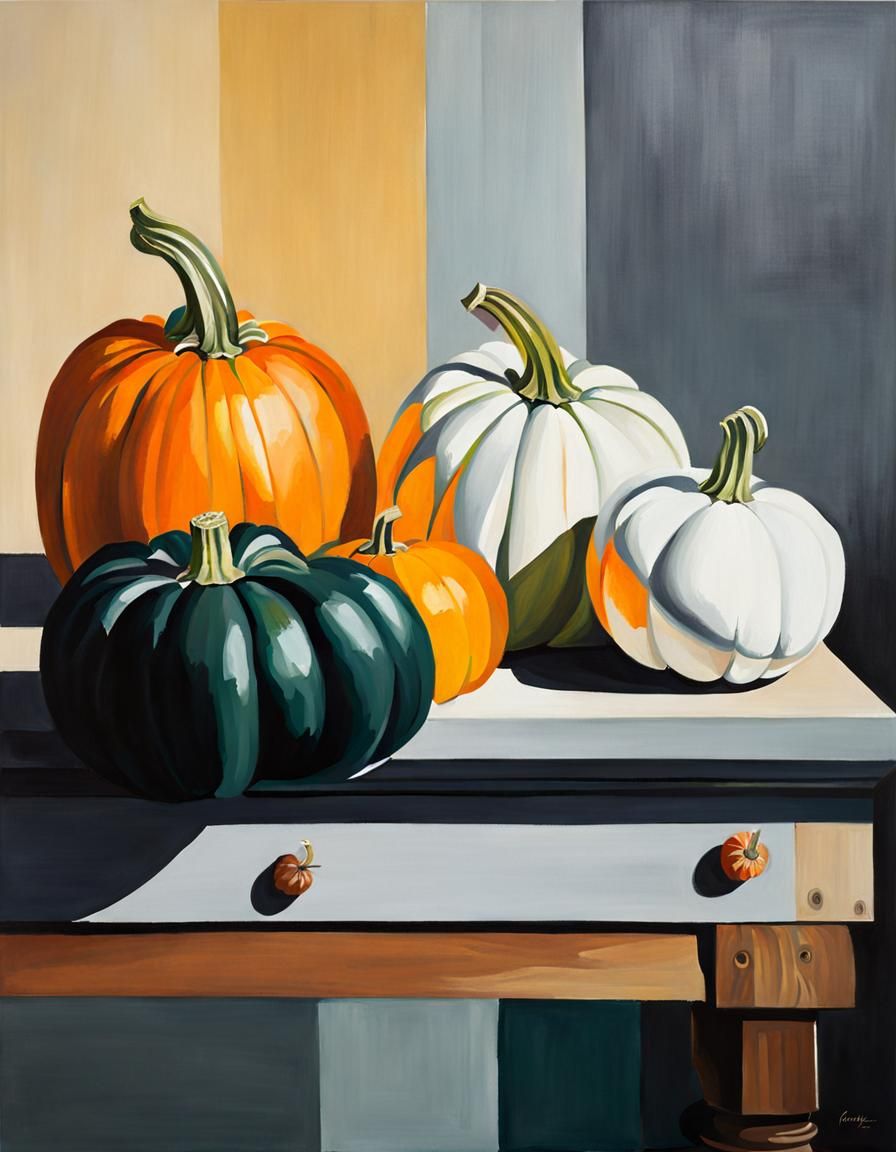 Pumpkins and Squashes Still Life Painting