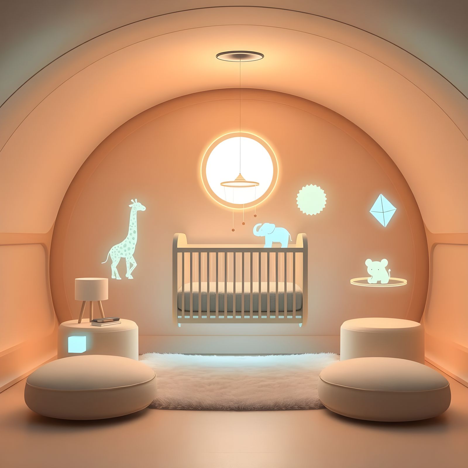 Futuristic Sci-Fi Baby Nursery with Holographic Animals