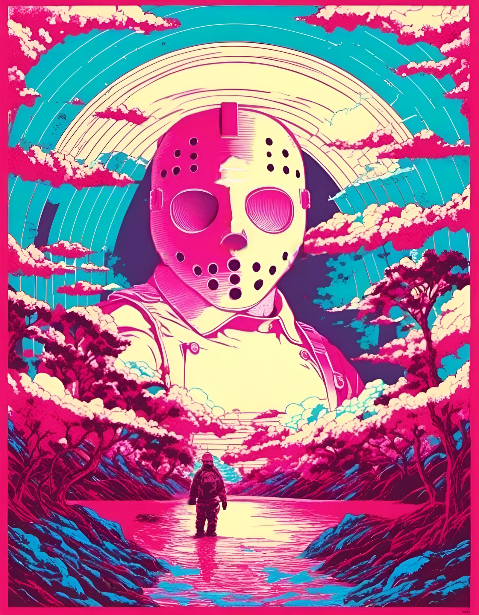 Vaporwave Jason Voorhees: Shintaro Kago Style