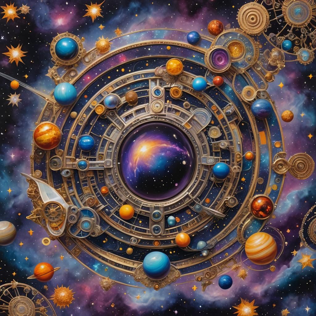 Futuristic Spacecraft Navigates Colorful Cosmos