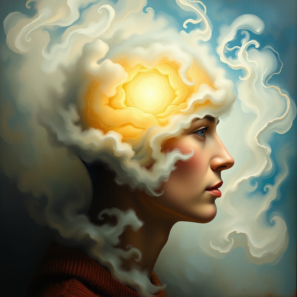 Mind's Power Awakens: Ethereal Light in Surrealist Dreamscap...