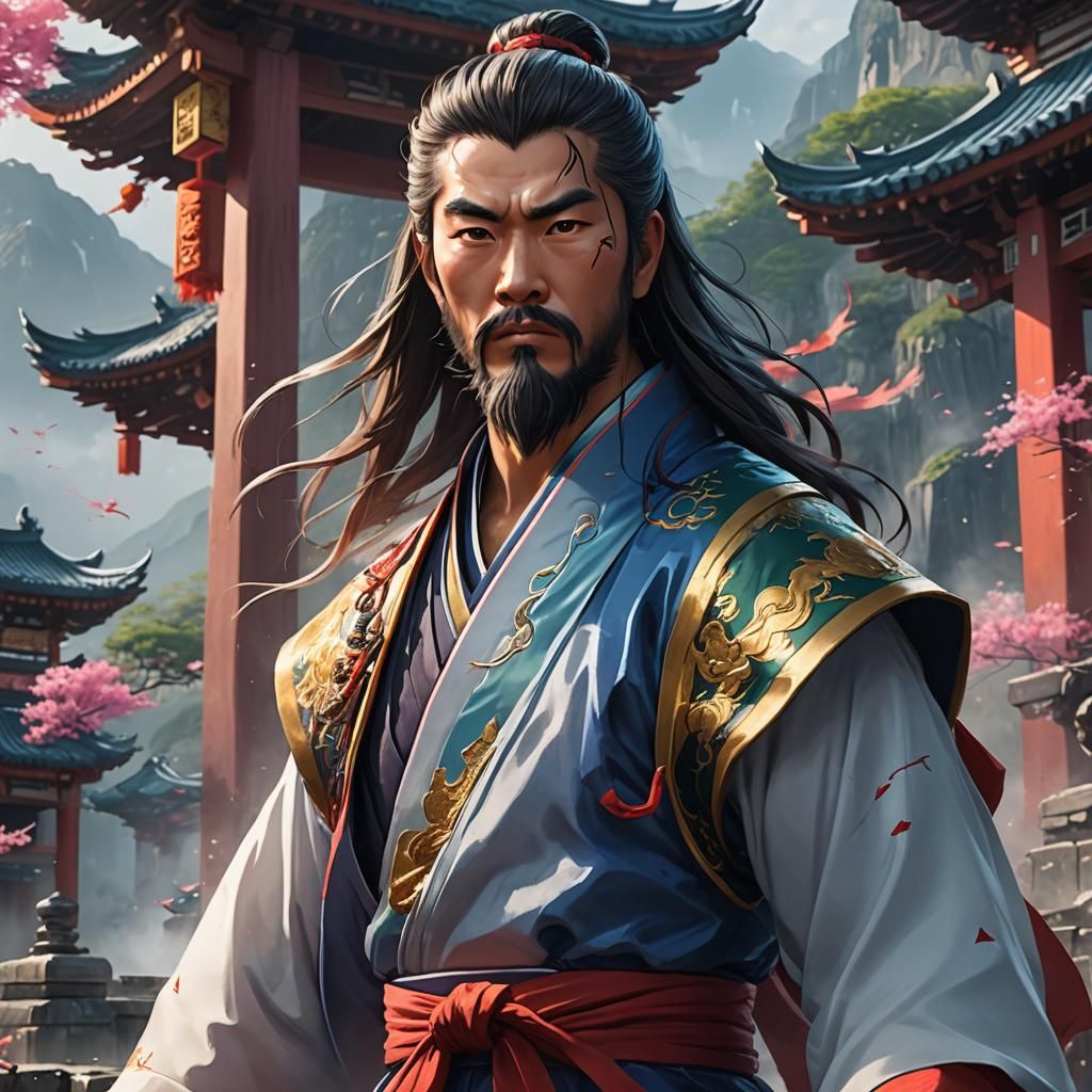 Kung Fu Master in Serene Mountain Temple: Anime Art