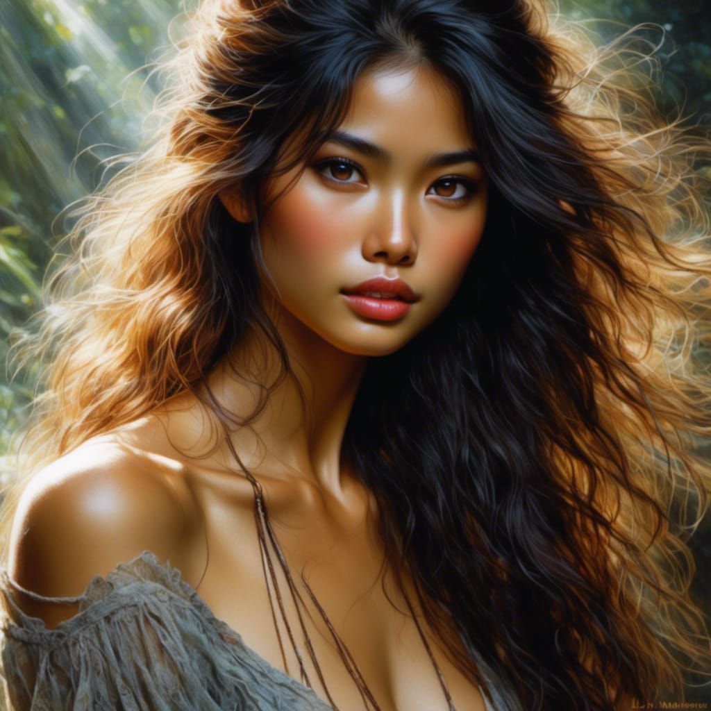 Beautiful Vietnamese Woman Portrait in Hyperreal Style