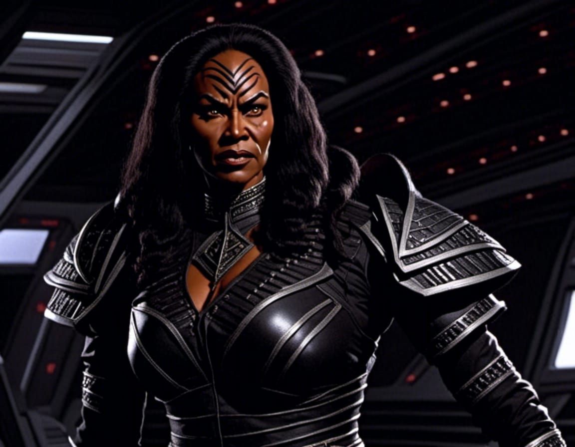 Female Klingon Officer on Bridge in Matte Painting