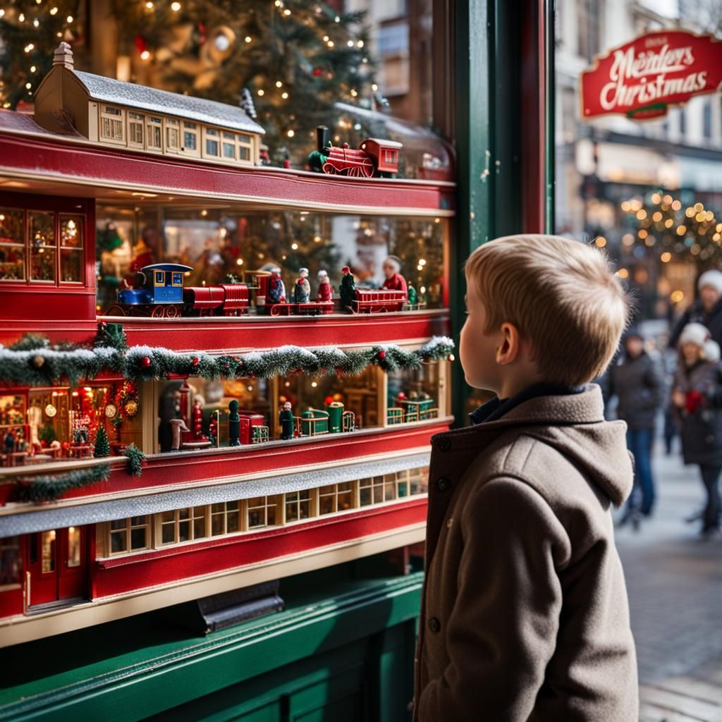 Childhood Wonder: Toy Train at Christmas