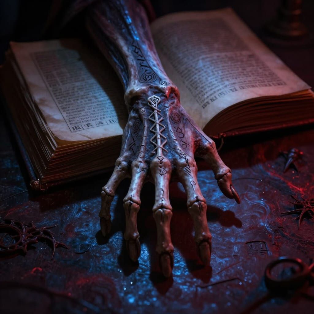 Skeletal Hand Reaches from Dark Grimoire