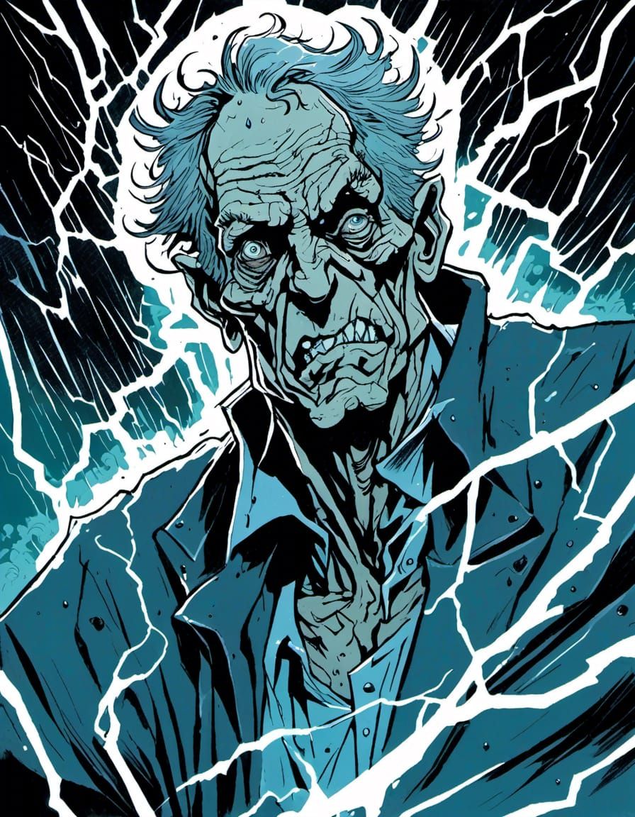 Sinister Portrait of Debauched Lech in Pen and Ink