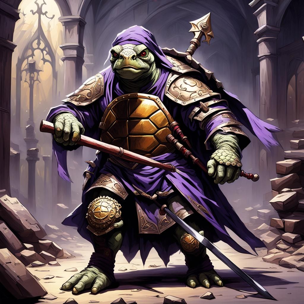 Medieval Turtle Warrior in Sinister Style