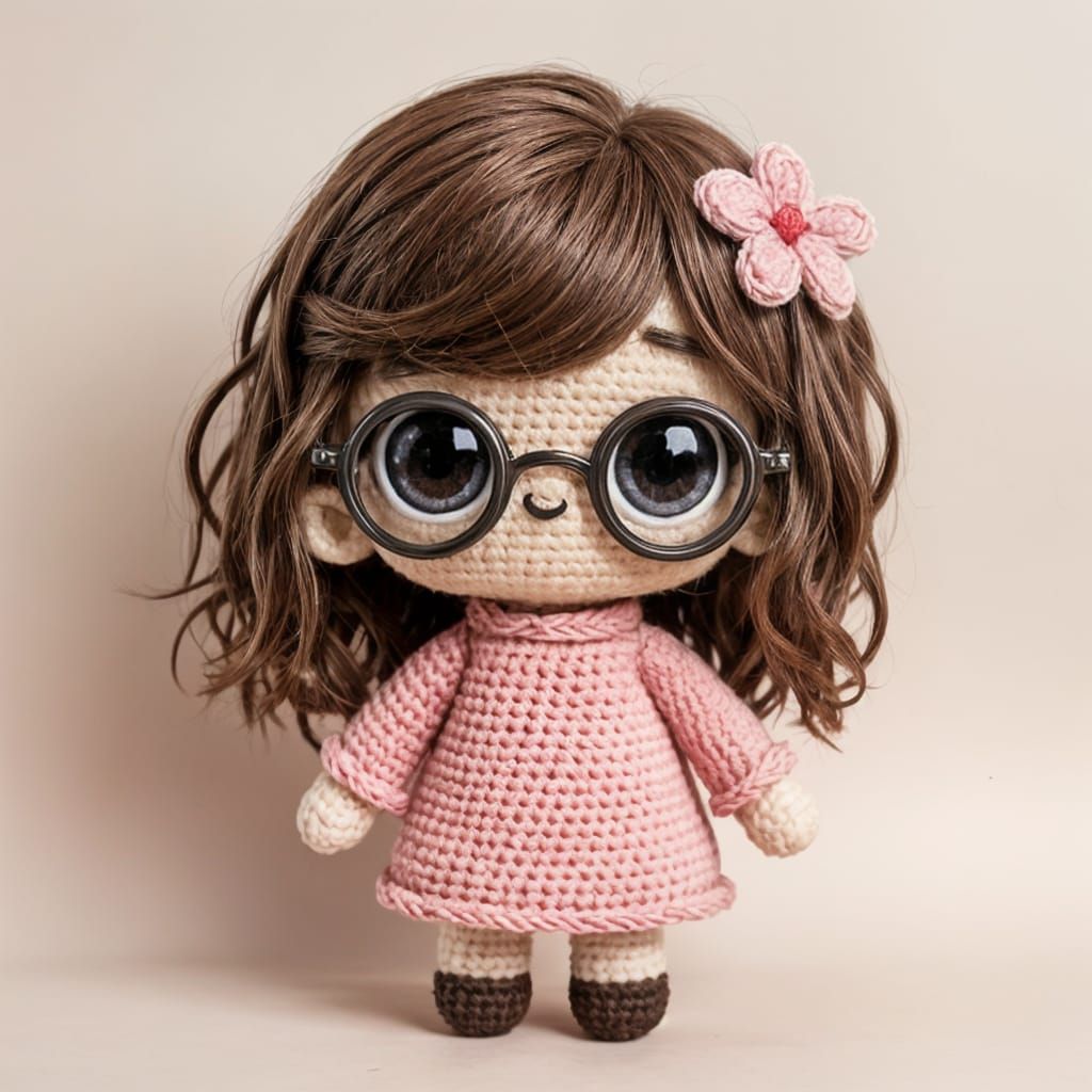 Crochet Chibi Girl with Big Glasses
