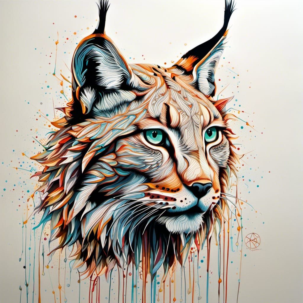 Detailed Lynx Portrait in Bold Style