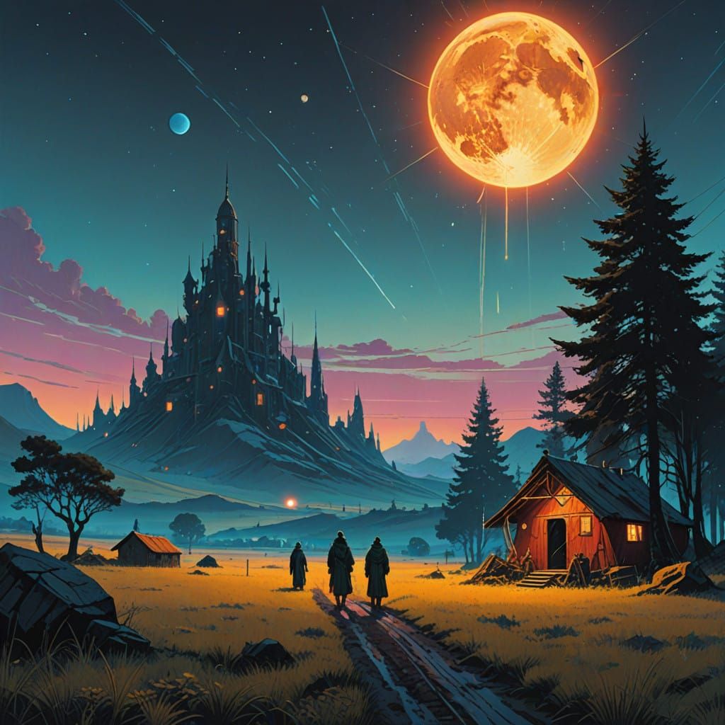 Majestic Evening Scene with the Star of Bethlehem and Three....