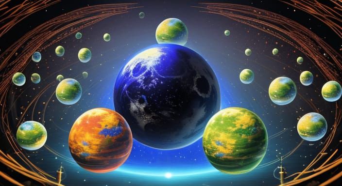 Cosmic Orbs in Dreamlike Landscape