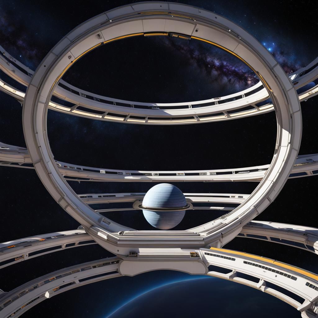 Hyperrealistic Torus Space Station at Lagrange Point
