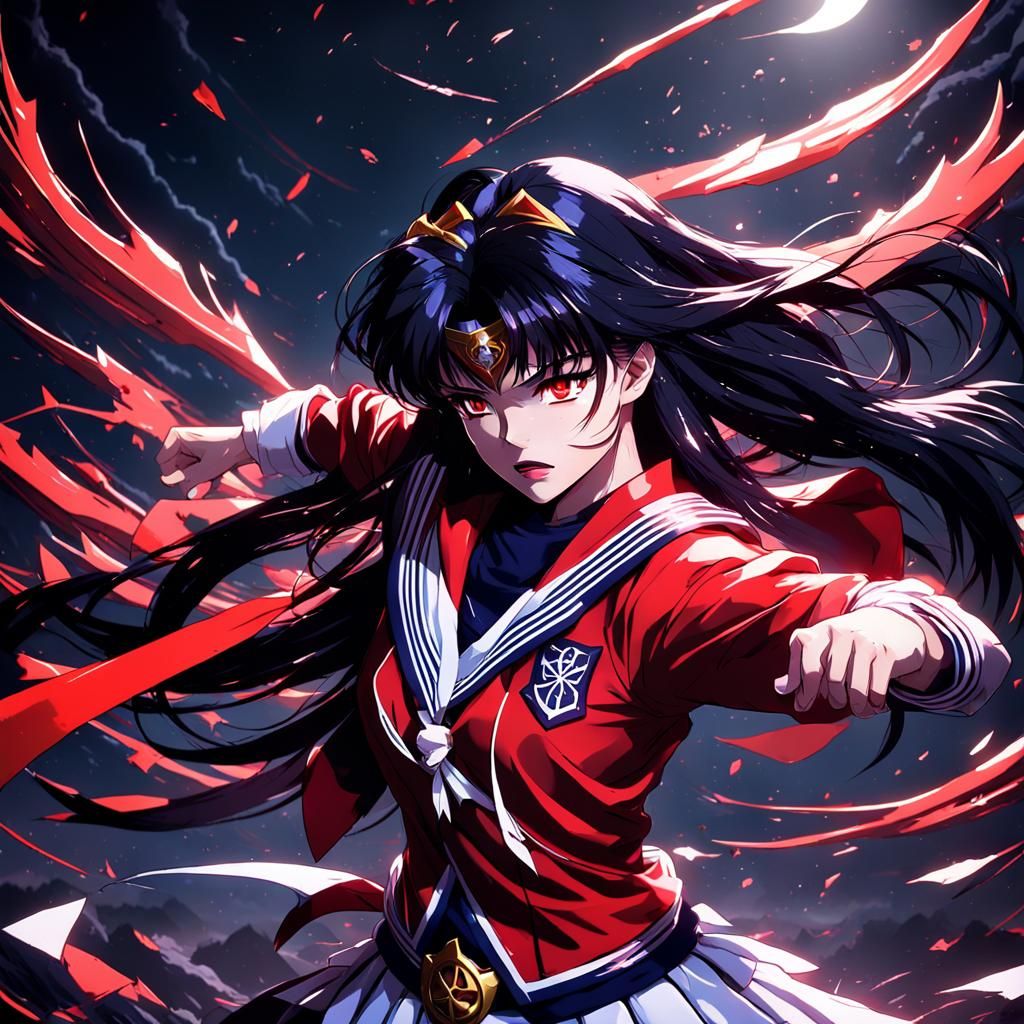 Anime Superheroine in Dark Battle, 3D Rendered