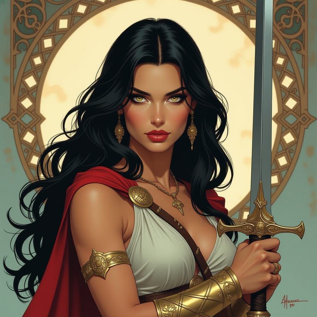 Dramatic Female Warrior in a Mystical Realm