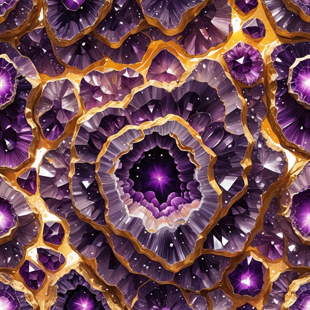 Amethyst Geode: Holographic Astral Cosmic Illustration