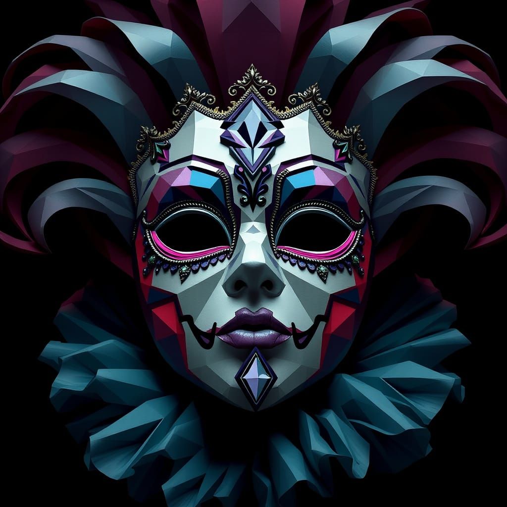 Geometric Tessellation Carnival Mask at Midnight