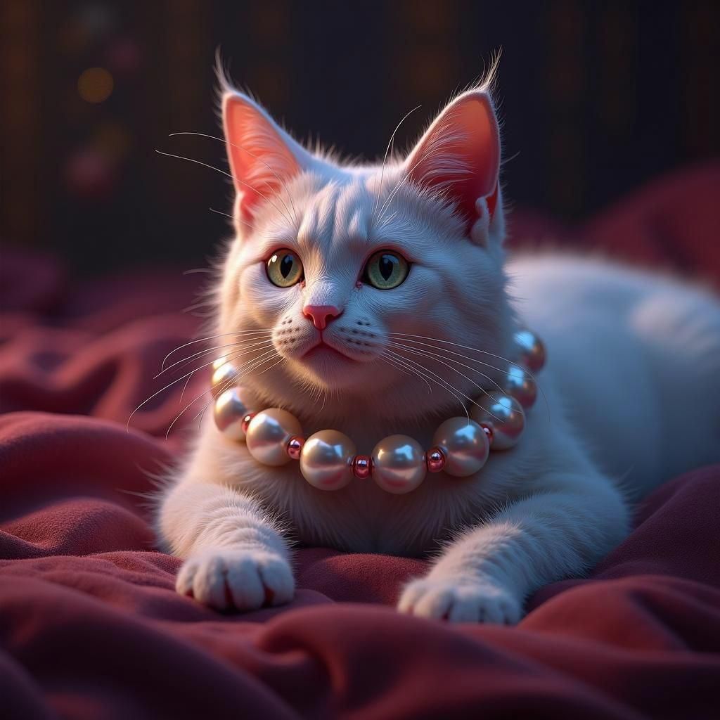 Fantastical Cat Portrait in Detailed Matte Style