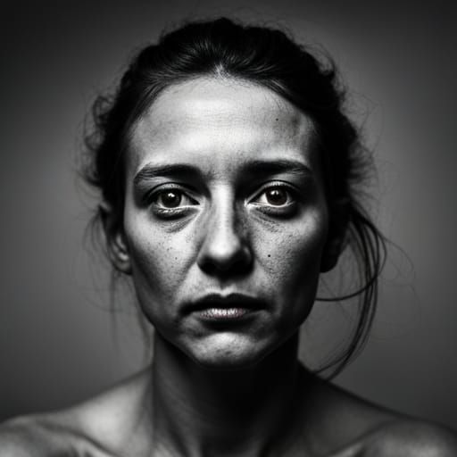 Creepy Female Face Portrait in Ambient Light