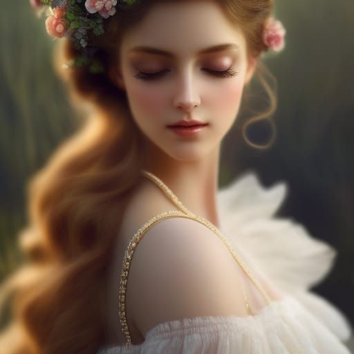 Victorian Girl with Halo Effect in Oil Painting Style