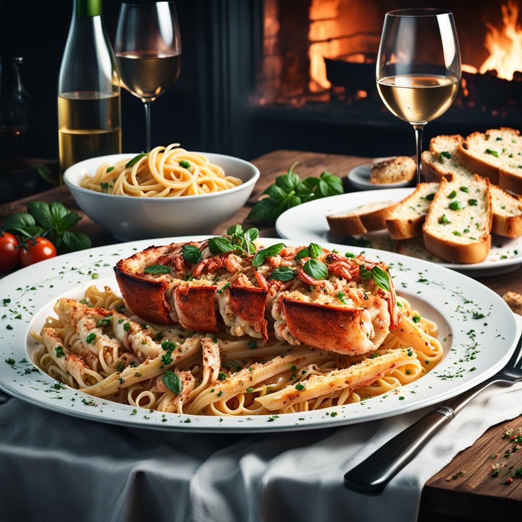 Lobster Thermidor with Pasta: Digital Matte Painting