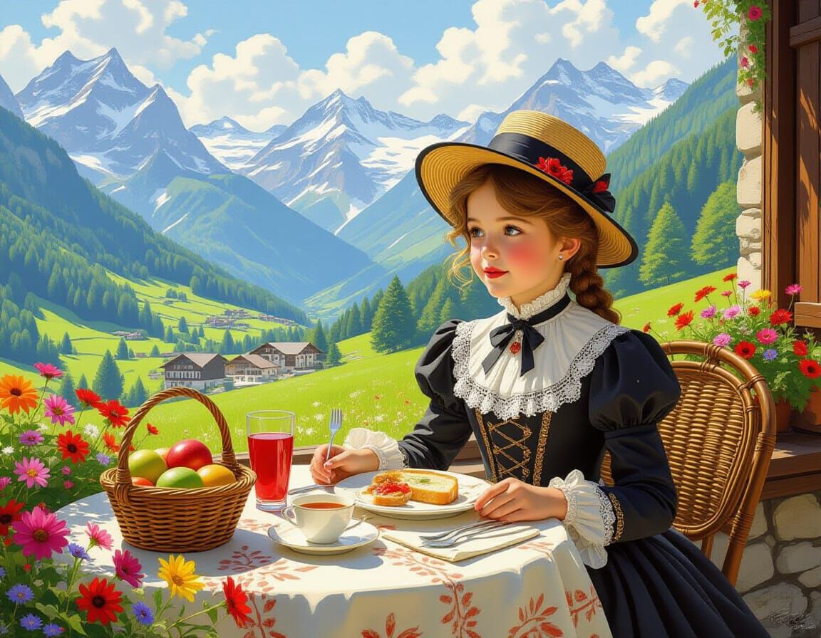 Victorian Girl's Swiss Lunch, Art Style