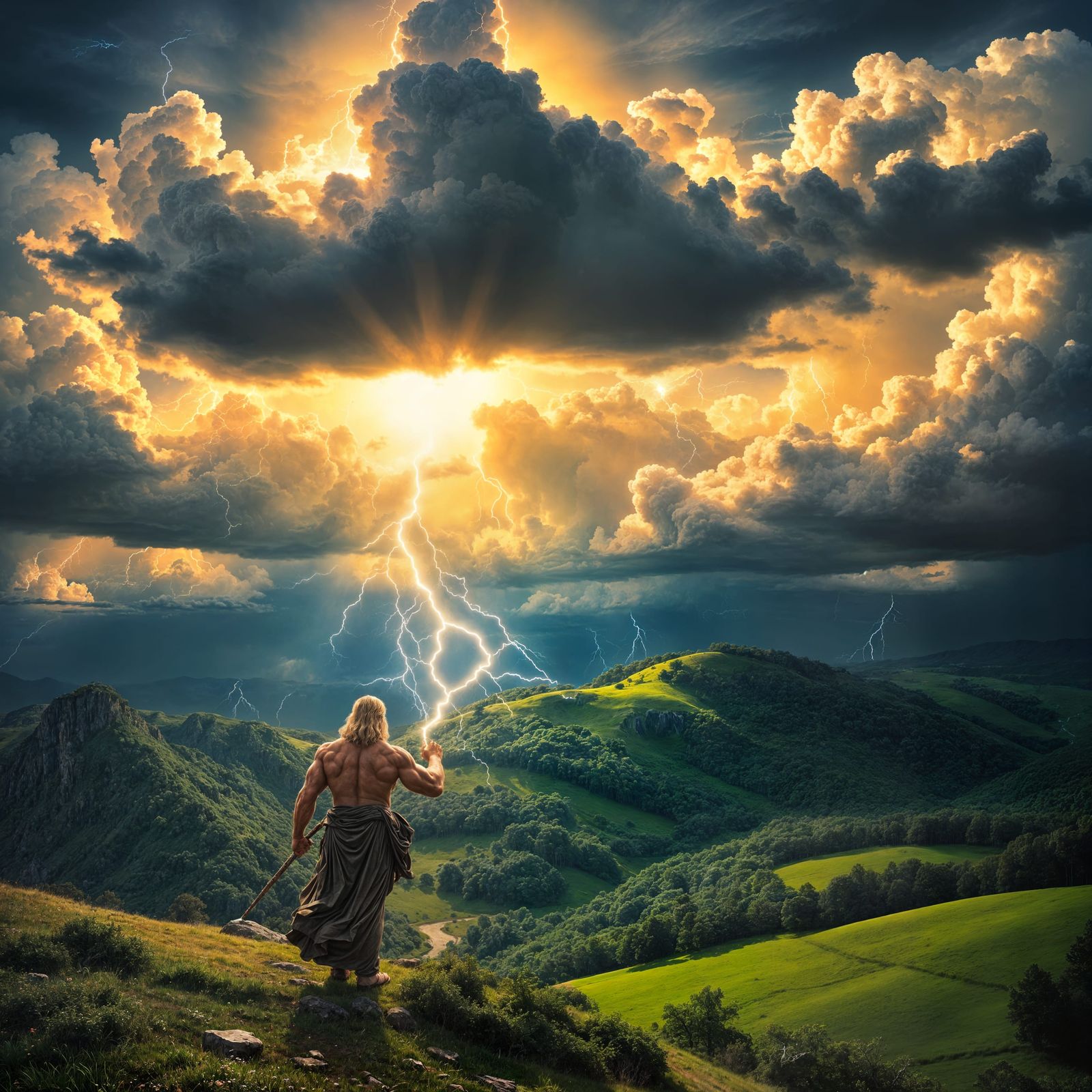 Epic Zeus in Stormy Thunderclouds