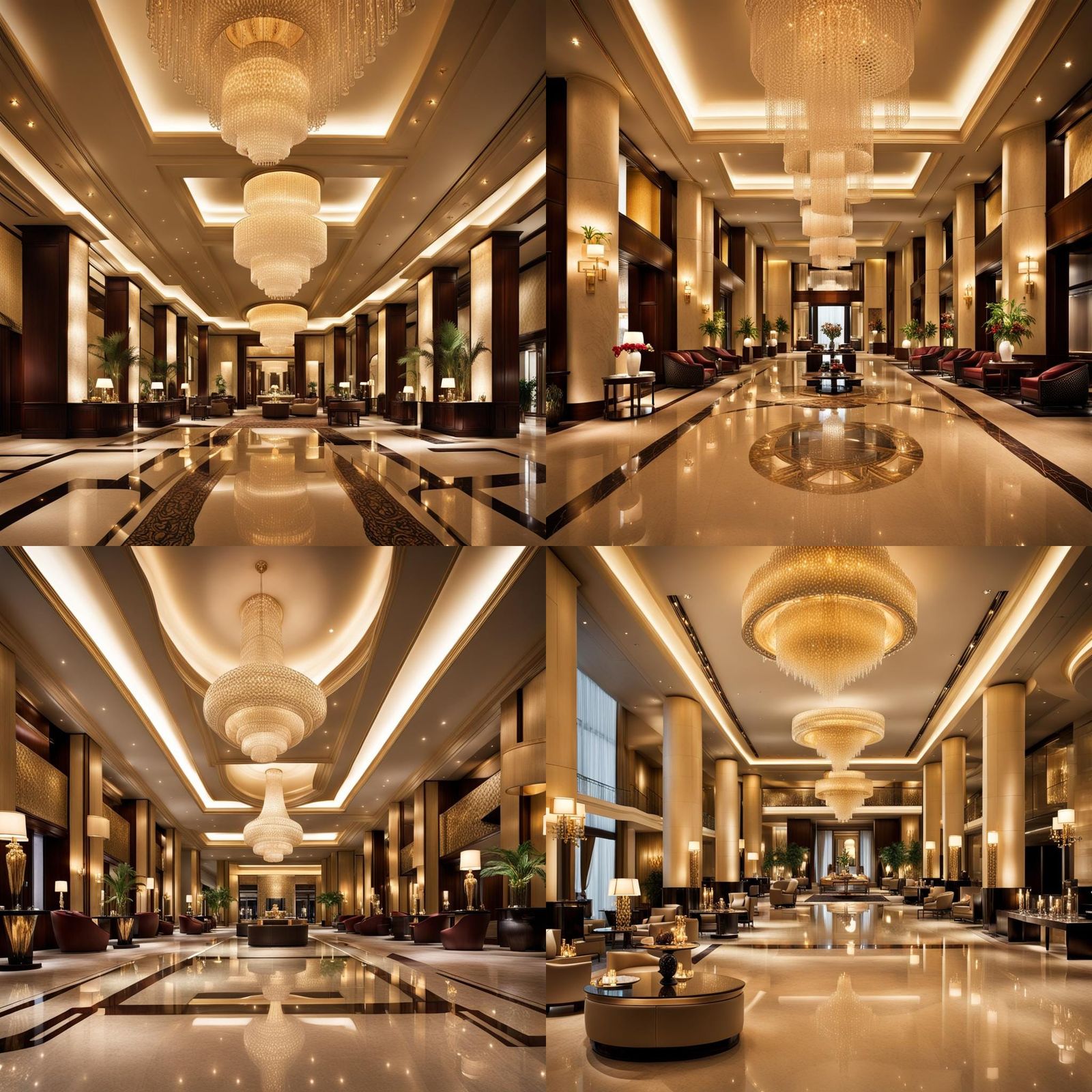 Luxury Hotel Lobby with Branch Lamps