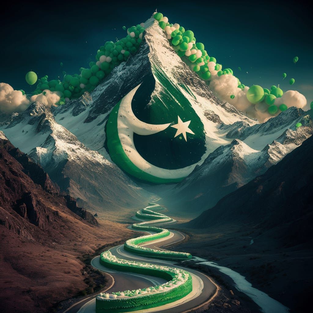 Spectacular Pakistani Flag Mountain in Unreal Engine