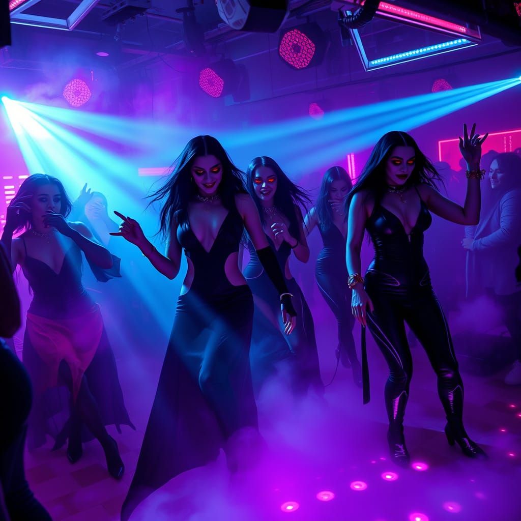 Vampires Under Neon Rave Lights