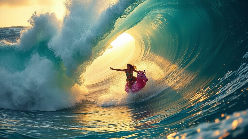 Gigantic Wave Surfer on Unicorn Ride