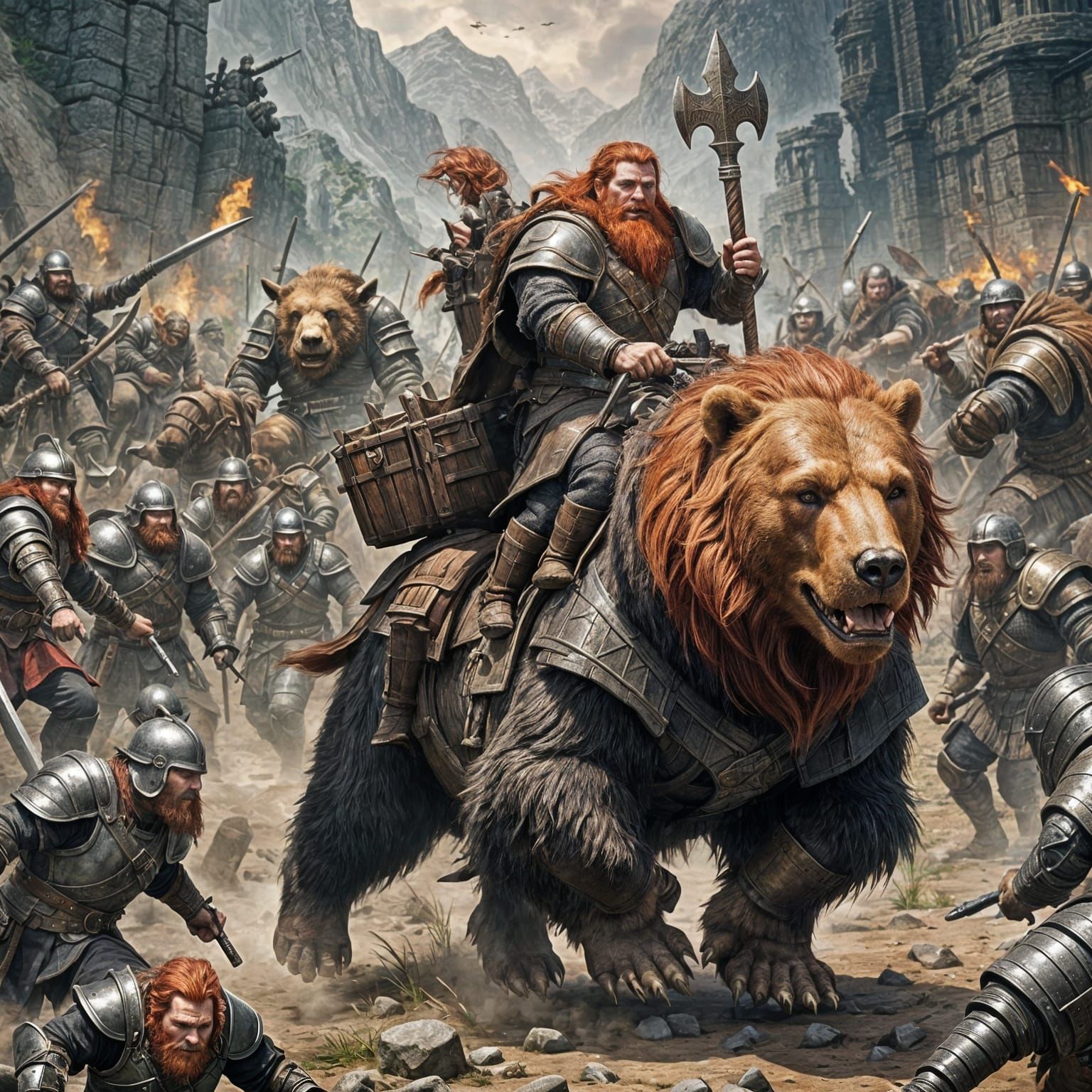 Dwarven King on Armored War Bear