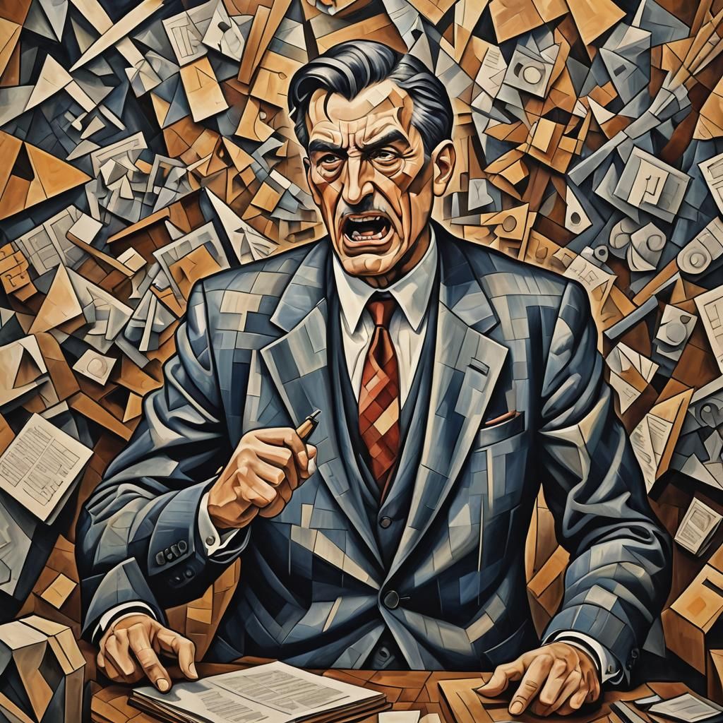 Cubist Roaring Attorney in Hyperdetail