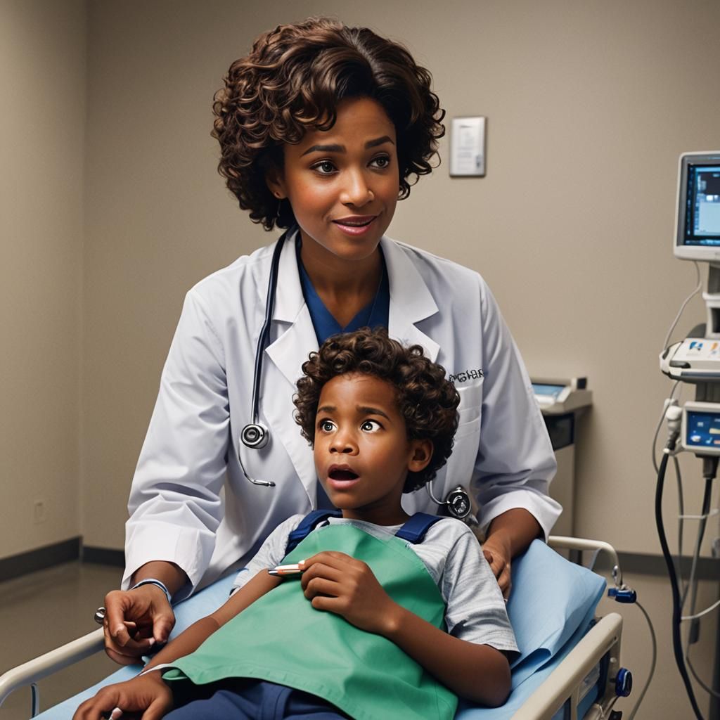 Pixar Style: Boy Getting Checkup from Doctor